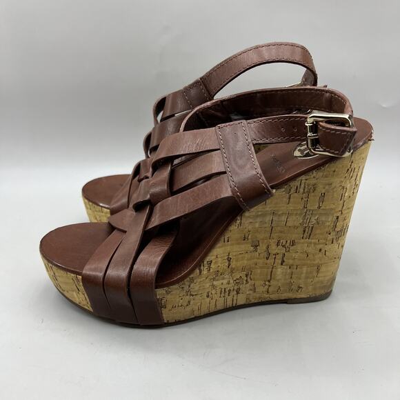 Tory Burch Shoes Womens Size 10M Leather Cork Wedge Sandals Strappy Slingback - Picture 3 of 10